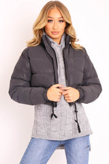 Black Padded Cropped Puffer Coat - Cameo-Coats