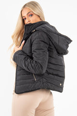 Black Padded Faux Fur Lined Coat - Dorie-Coats