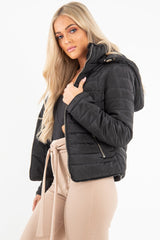 Black Padded Faux Fur Lined Coat - Dorie-Coats