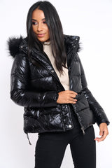 Black Padded Puffer Coat - Casie-Jackets
