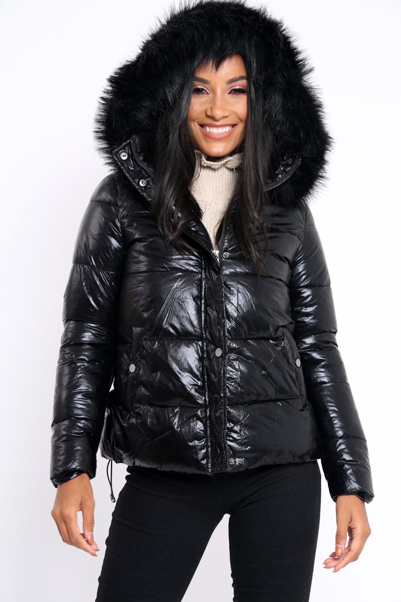 Black Padded Puffer Coat - Casie-Jackets