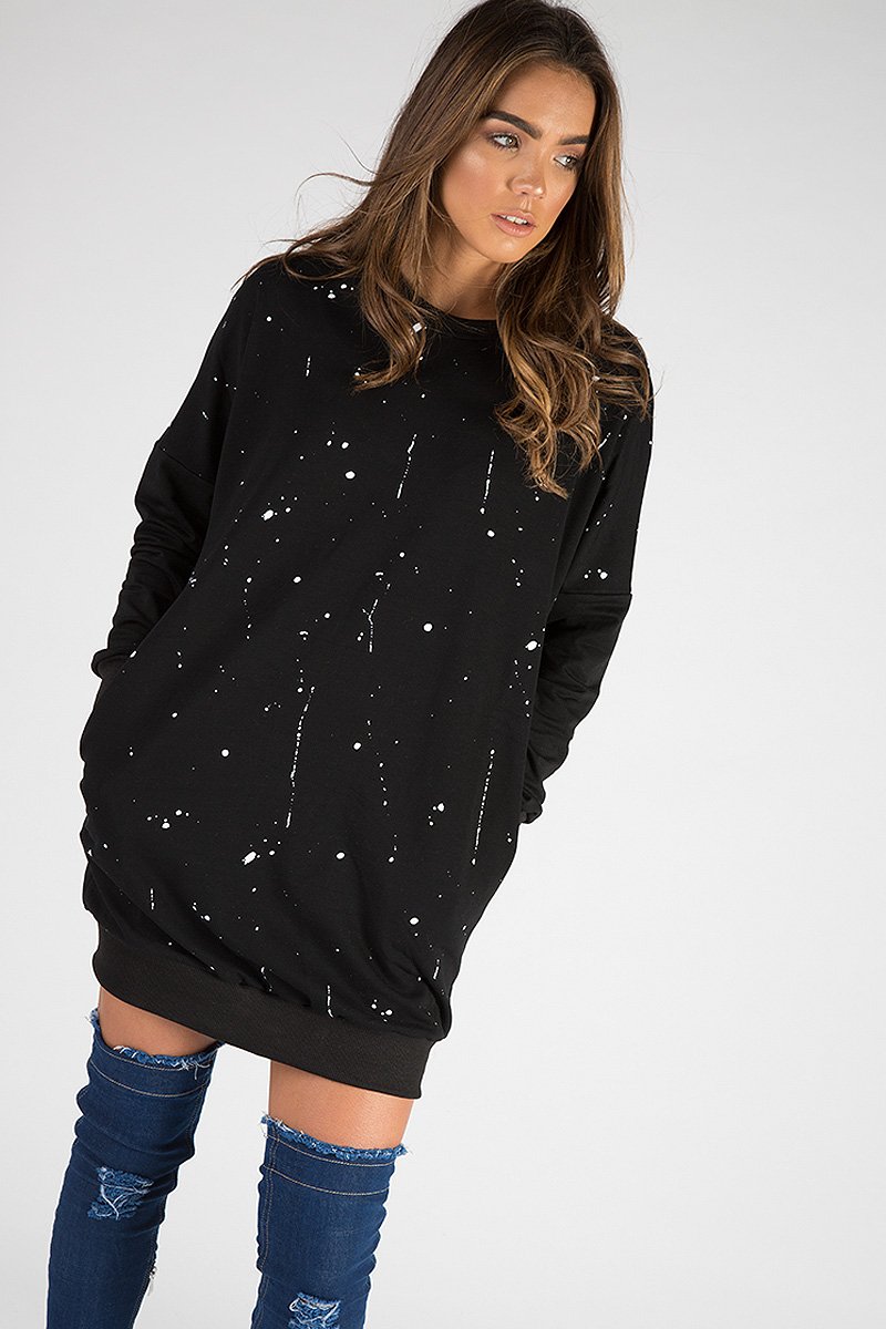 Black Paint Splatter Jumper Dress - Moxie-Jumper