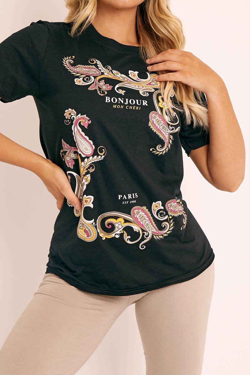 Black Paisley Graphic T-shirt - Davida-T-shirt