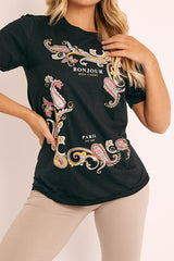 Black Paisley Graphic T-shirt - Davida-T-shirt