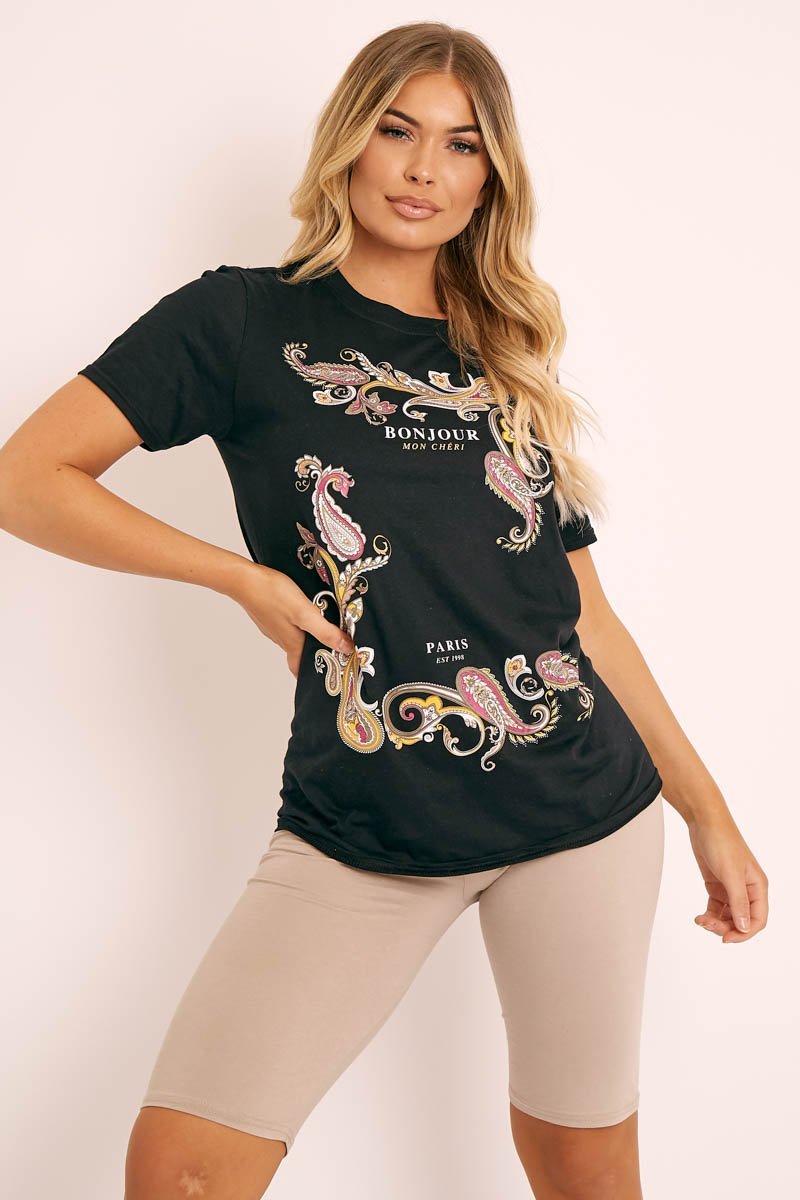 Black Paisley Graphic T-shirt - Davida-T-shirt