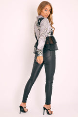 Black Paisley Organza Frill Hem Shirt - Penellope-Shirts