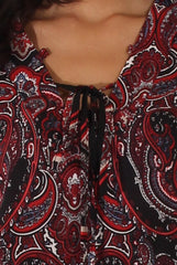 Black Paisley Print Flared Sleeve Dress - Pia-Dresses