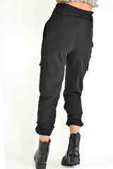 Black Paper Bag Cargo Pocket Trousers - Brette-Trousers