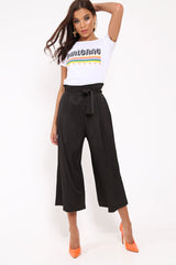 Black Paper Bag Waist Culottes - Eris-Trousers