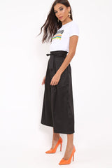 Black Paper Bag Waist Culottes - Eris-Trousers