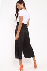 Black Paper Bag Waist Culottes - Eris-Trousers