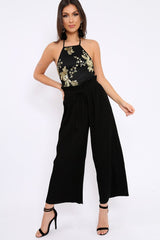 Black Paper Bag Waist Wide Legged Pleated Trousers - Louise-Trousers