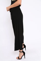 Black Paper Bag Waist Wide Legged Pleated Trousers - Louise-Trousers