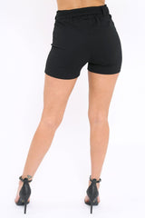 Black Paperbag Tie Waist Shorts - Billie-Shorts