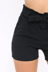Black Paperbag Tie Waist Shorts - Billie-Shorts