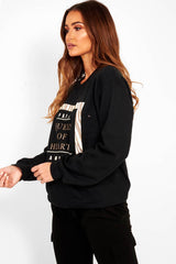 Black Paris Slogan Crew Neck Sweatshirt - Mariani-Sweatshirts