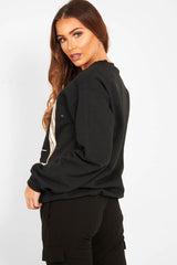 Black Paris Slogan Crew Neck Sweatshirt - Mariani-Sweatshirts