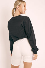 Black Parisian Slogan Front Oversized Sweatshirt - Tamy-Accessories
