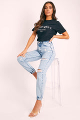 Black Parisian Slogan T-shirt - Beckie-T-shirt