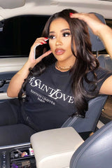 Black Parisian Slogan T-shirt - Beckie-T-shirt