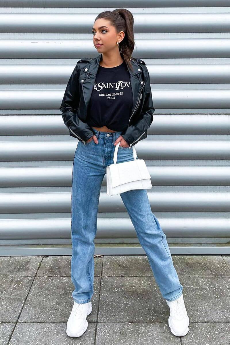 Black Parisian Slogan T-shirt - Beckie-T-shirt