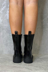 Black Patent High Chelsea Boot - Kittie-Boots