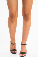 Black Patent Snake Block Heel - Alexys-Heels