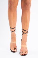 Black Patent Snake Strappy Heels - Dasie-Shoes
