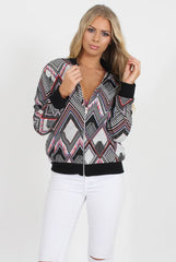 Black Patterned Bomber Jacket - Bianca-Jackets