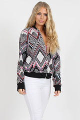 Black Patterned Bomber Jacket - Bianca-Jackets