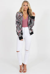 Black Patterned Bomber Jacket - Bianca-Jackets
