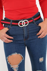 Black Peal Clasp Stripe Belt - Daryn-Belts