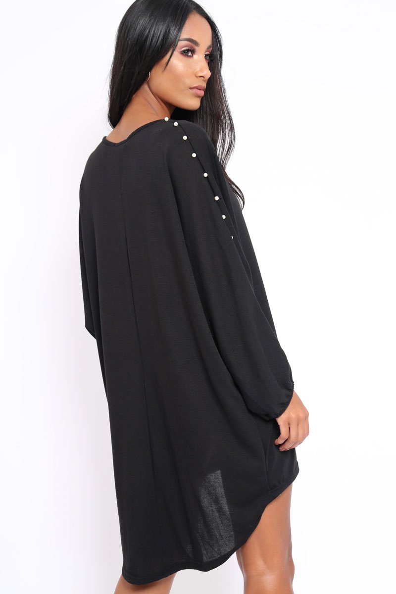 Black Pearl Detail Jumper Dress - Ammi-Jumper