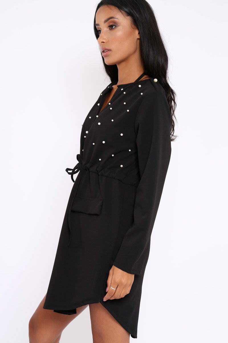 Black Pearl Detail Slouchy Jacket - Kylie-Jackets