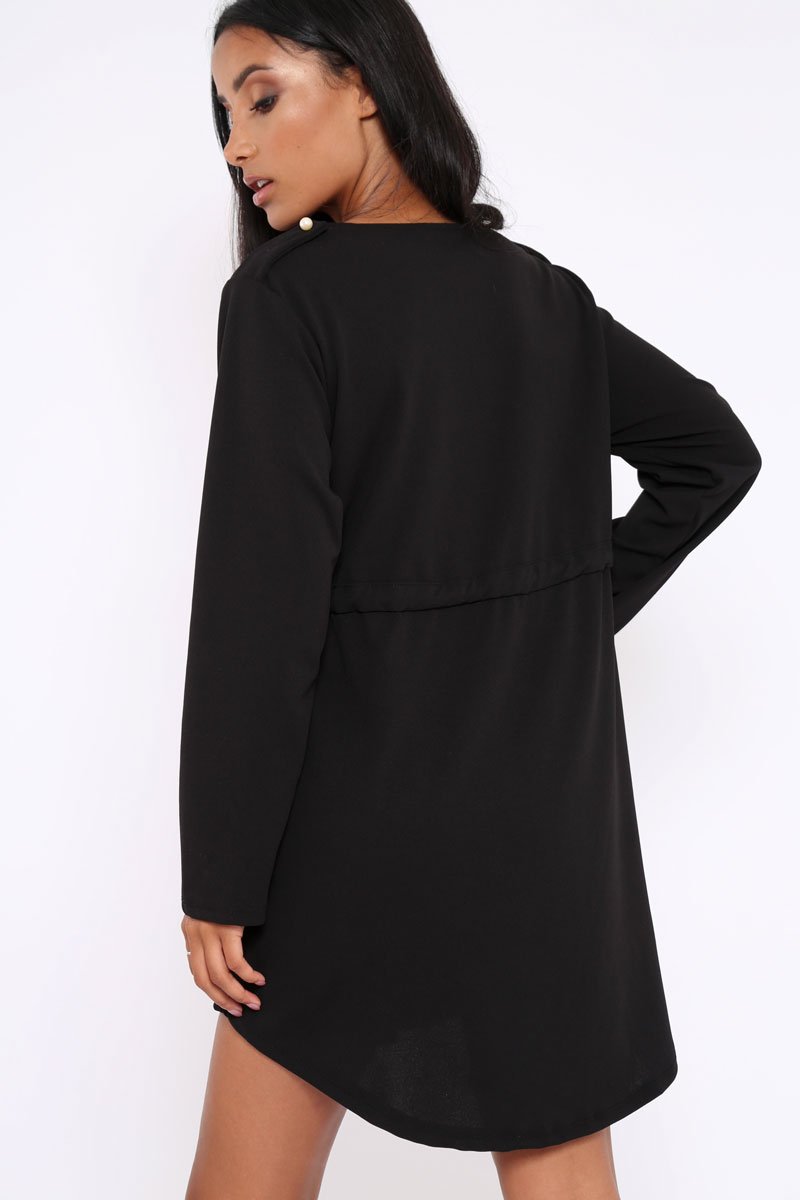 Black Pearl Detail Slouchy Jacket - Kylie-Jackets