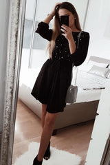 Black Pearl Detail Slouchy Jacket - Kylie-Jackets