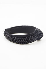 Black Pearl Knot Detail Wide Hairband - Eugenie-Hair