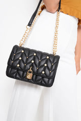 Black Pearl Quilted Cross Body Bag - Jemia-Bags