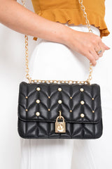 Black Pearl Quilted Cross Body Bag - Jemia-Bags