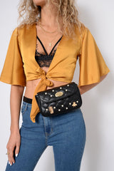 Black Pearl Studded Insect Bumbag - Folly-Bags