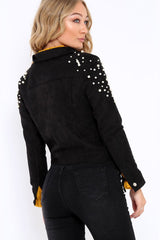Black Pearl Suedette Jacket - Abbey-Jackets