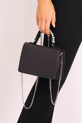 Black Pearl Top Handle Chain Bag - Gabriana-Bags