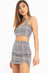Black Pink Check Crop Top Skirt Co-Ord - Wylie-Co-ords