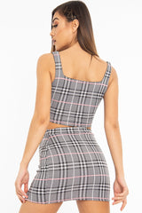 Black Pink Check Crop Top Skirt Co-Ord - Wylie-Co-ords