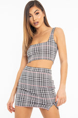 Black Pink Check Crop Top Skirt Co-Ord - Wylie-Co-ords