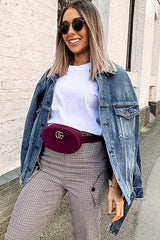 Black Pink Check Frill Detail Trousers - Bristal-Trousers