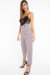 Black Pink Check Frill Detail Trousers - Bristal-Trousers