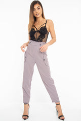 Black Pink Check Frill Detail Trousers - Bristal-Trousers