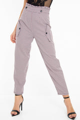 Black Pink Check Frill Detail Trousers - Bristal-Trousers