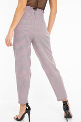 Black Pink Check Frill Detail Trousers - Bristal-Trousers